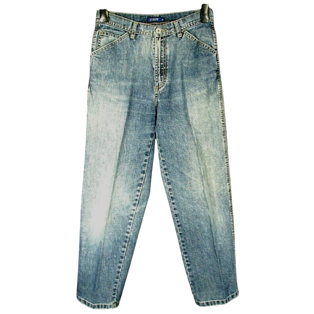 VTG J. CREW Cotton Stonewash HIGH-WAIST STRAIGHT LEG Frayed Blue Denim Jeans 10